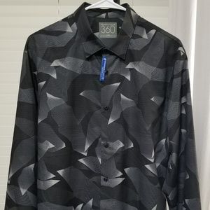 Perry Ellis Stripe Stretch Long-Sleeve Shirt Sz L